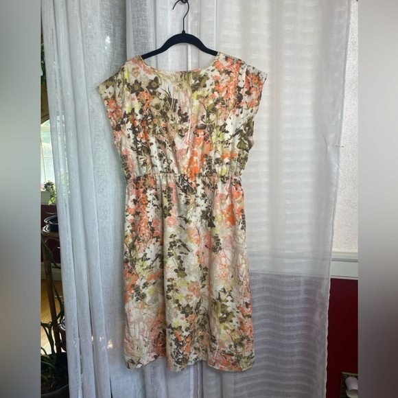 Eddie Bauer V Neck Faux Wrap 100% Cotton Floral Dress Size 12 - Picture 7 of 14